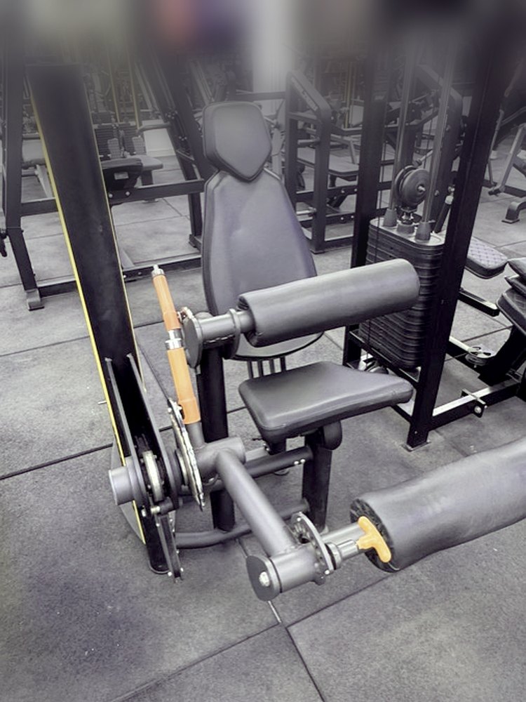 O cadeira flexora sentada da Academia Oxigênio, como ele é no salão